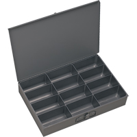 Compartment Scoop Boxes, Steel, 12 Slots, 18" W x 12" D x 3" H, Grey Absolute Business Supply