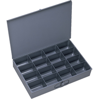 Compartment Scoop Boxes, Steel, 16 Slots, 18" W x 12" D x 3" H, Grey Absolute Business Supply