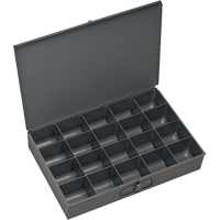 Compartment Scoop Boxes, Steel, 20 Slots, 18" W x 12" D x 3" H, Grey Absolute Business Supply