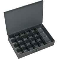 Compartment Scoop Boxes, Steel, 21 Slots, 18" W x 12" D x 3" H, Grey Absolute Business Supply