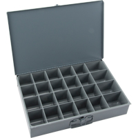 Compartment Scoop Boxes, Steel, 24 Slots, 18" W x 12" D x 3" H, Grey Absolute Business Supply