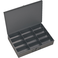 Boîtes &agrave; fond courb&eacute;, Acier, 12 compartiments, 13 3/8" la x 9-1/4" p, 2" h, Gris Absolute Business Supply