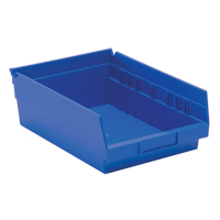 Shelf Bins, 8-3/8" W x 4" H x 11-5/8" D, Blue, 30 lbs. Capacity Absolute Business Supply