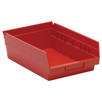 Shelf Bins, 8-3/8" W x 4" H x 11-5/8" D, Red, 30 lbs. Capacity Absolute Business Supply