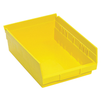 Shelf Bins, 8-3/8" W x 4" H x 11-5/8" D, Yellow, 30 lbs. Capacity Absolute Business Supply