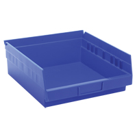 Shelf Bins, 11-1/8" W x 4" H x 11-5/8" D, Blue, 30 lbs. Capacity Absolute Business Supply