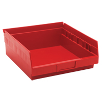 Shelf Bins, 11-1/8" W x 4" H x 11-5/8" D, Red, 30 lbs. Capacity Absolute Business Supply