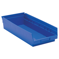 Shelf Bins, 8-3/8" W x 4" H x 17-7/8" D, Blue, 40 lbs. Capacity Absolute Business Supply