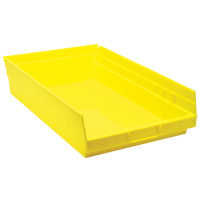 Shelf Bins, 11-1/8" W x 4" H x 17-7/8" D, Yellow, 40 lbs. Capacity Absolute Business Supply