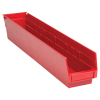 Bacs de rangement pour tablettes, 4-1/8" la x 4" H x 23-5/8" p, Rouge, Capacit&eacute; 50 lb Absolute Business Supply