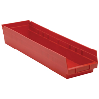 Bacs de rangement pour tablettes, 6-5/8" la x 4" H x 23-5/8" p, Rouge, Capacit&eacute; 50 lb Absolute Business Supply