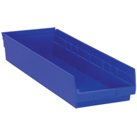 Shelf Bins, 8-3/8" W x 4" H x 23-5/8" D, Blue, 50 lbs. Capacity Absolute Business Supply