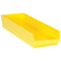 Shelf Bins, 8-3/8" W x 4" H x 23-5/8" D, Yellow, 50 lbs. Capacity Absolute Business Supply