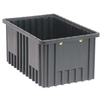 Conductive Dividable Grid Containers, Polypropylene, 10-7/8" W x 16-1/2" D x 8" H, Black Absolute Business Supply
