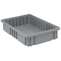 Divider Box&reg; Containers, Plastic, 16.5" W x 10.9" D x 3.5" H, Grey Absolute Business Supply