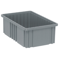 Divider Box&reg; Containers, Plastic, 16.5" W x 10.9" D x 6" H, Grey Absolute Business Supply
