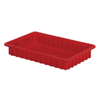 Divider Box&reg; Containers, Polyethylene, 16.5" W x 10.9" D x 2.5" H, Red Absolute Business Supply