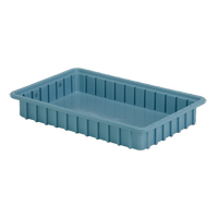 Divider Box&reg; Containers, Polyethylene, 16.5" W x 10.9" D x 2.5" H, Light Blue Absolute Business Supply