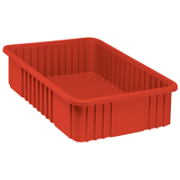 Divider Box&reg; Containers, Plastic, 22.5" W x 17.5" D x 6" H, Red Absolute Business Supply