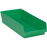 Shelf Bins, 8-1/8" W x 4" H x 17-7/8" D, Green, 40 lbs. Capacity Absolute Business Supply