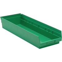 Shelf Bins, 8-3/8" W x 4" H x 23-5/8" D, Green, 50 lbs. Capacity Absolute Business Supply