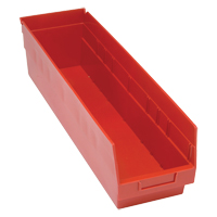 Store More Plastic Shelf Bins, 6-5/8" W x 6" H x 23-5/8" D, Red, 90 lbs. Capacity Absolute Business Supply