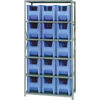 Shelving Unit with Stacking Bins, Steel, Boltless, 800 lbs. Capacity, 36" W x 75" H x 18" D Absolute Business Supply