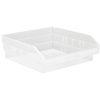 Shelf Bins, 11-1/8" W x 4" H x 11-5/8" D, Clear, 30 lbs. Capacity Absolute Business Supply