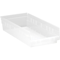 Shelf Bins, 8-3/8" W x 4" H x 17-7/8" D, Clear, 40 lbs. Capacity Absolute Business Supply