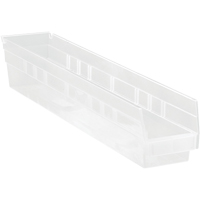 Shelf Bins, 4-1/8" W x 4" H x 23-5/8" D, Clear, 50 lbs. Capacity Absolute Business Supply