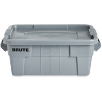 Brute Storage Tote with Lid, 27.88” D x 16.5” W x 10.7" H, 112 llbs. Capacity, Grey Absolute Business Supply