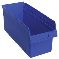 Store-Max Shelf Bins, 8-3/8" W x 8" H x 17-7/8" D, Blue, 56 lbs. Capacity Absolute Business Supply