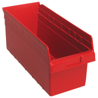 Store-Max Shelf Bins, 8-3/8" W x 8" H x 17-7/8" D, Red, 56 lbs. Capacity Absolute Business Supply