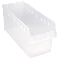 Store-Max Shelf Bins, 8-3/8" W x 8" H x 17-7/8" D, Clear, 56 lbs. Capacity Absolute Business Supply
