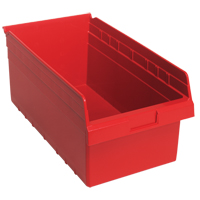 Store-Max Shelf Bins, 11-1/8" W x 8" H x 17-7/8" D, Red, 56 lbs. Capacity Absolute Business Supply