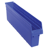 Store-Max Shelf Bins, 4-3/8" W x 8" H x 23-5/8" D, Blue, 68 lbs. Capacity Absolute Business Supply