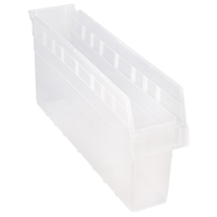 Store-Max Shelf Bins, 4-3/8" W x 8" H x 23-5/8" D, Clear, 68 lbs. Capacity Absolute Business Supply