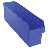 Store-Max Shelf Bins, 6-5/8" W x 8" H x 23-5/8" D, Blue, 68 lbs. Capacity Absolute Business Supply