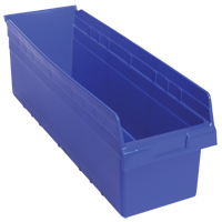 Store-Max Shelf Bins, 8-3/8" W x 8" H x 23-5/8" D, Blue, 68 lbs. Capacity Absolute Business Supply