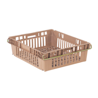 Agricultural Plastic Stack-N-Nest Container, 20.3" x 24" x 6.8", Beige Absolute Business Supply