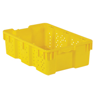 Agricultural Plastic Stack-N-Nest Container, 16" x 23.9" x 7.3", Yellow Absolute Business Supply