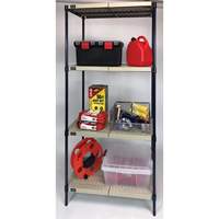 Wire Shelving Unit with Plastic Shelves, Wire Frame with Plastic Shelves, Boltless, 600 lbs. Capacity, 30" W x 72" H x 18" D Absolute Business Supply