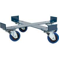 Drum Dolly, Steel, 1400 lbs. Capacity, 24" Diameter, Blue Elastic Casters Absolute Business Supply