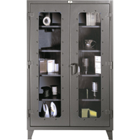 Armoires &agrave; fen&ecirc;tres claires, Acier, 4 Tablettes, 72" h x 48" la x 24" p Absolute Business Supply