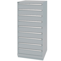 Drawer Cabinets, 9 Drawers, 28-1/4" W x 28-1/2" D x 59-1/2" H, Grey Absolute Business Supply