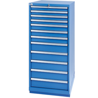 Drawer Cabinets, 12 Drawers, 28-1/4" W x 28-1/2" D x 59-1/2" H, Bright blue Absolute Business Supply