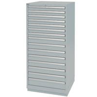 Drawer Cabinets, 15 Drawers, 28-1/4" W x 28-1/2" D x 59-1/2" H, Grey Absolute Business Supply