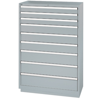 Drawer Cabinets, 9 Drawers, 40-1/4" W x 22-1/2" D x 59-1/2" H, Grey Absolute Business Supply