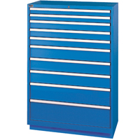 Drawer Cabinets, 10 Drawers, 40-1/4" W x 22-1/2" D x 59-1/2" H, Bright blue Absolute Business Supply
