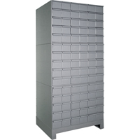 Armoires &agrave; tiroirs industriels avec base, 90 tiroirs, 34-1/8" la x 12-1/4" p x 69-1/8" h, Gris Absolute Business Supply